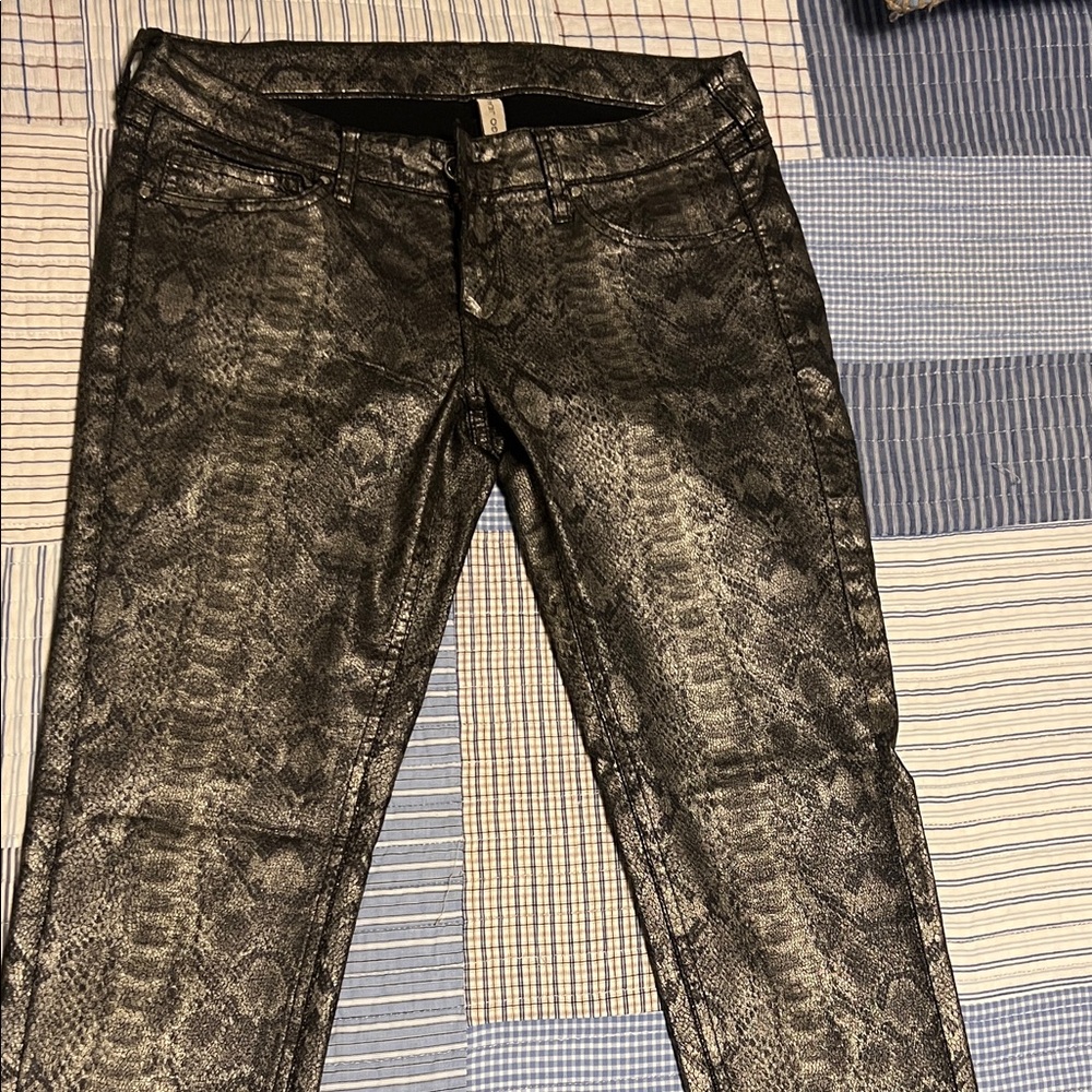 Mango Snake Print Pants - Black and Gray